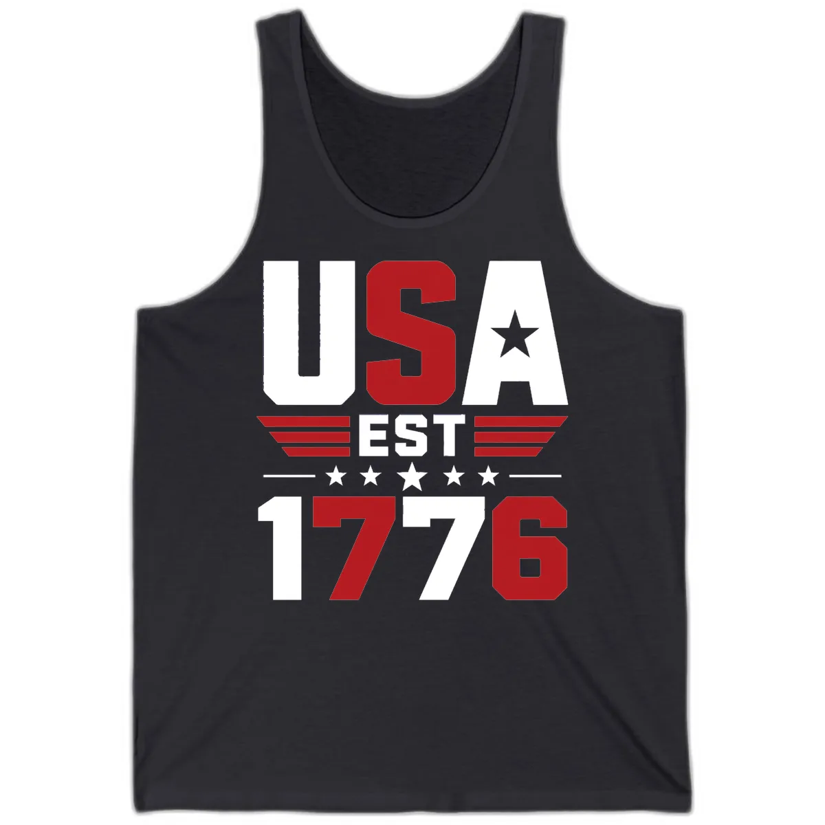 USA 1776 Stars and Stripes Tank in Dark Grey