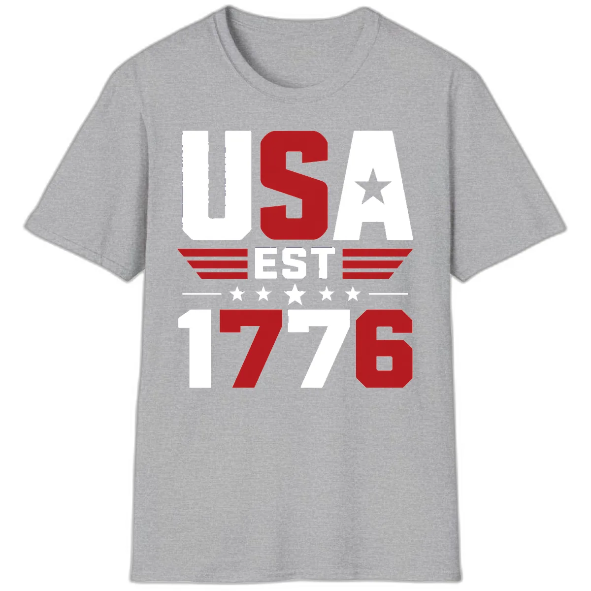 USA 1776 Stars and Stripes T-Shirt in Sport Grey