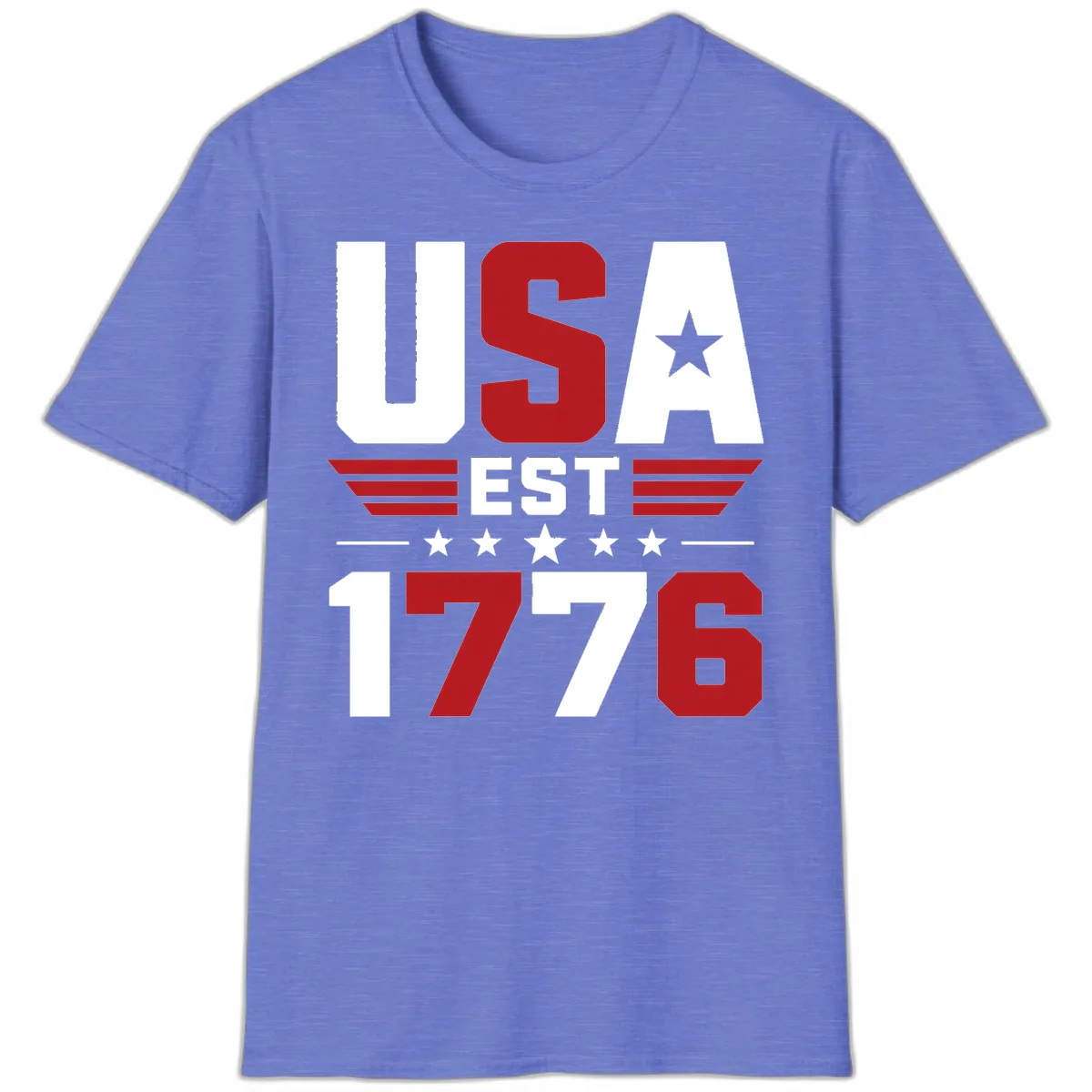 USA 1776 Stars and Stripes T-Shirt in Heather Royal