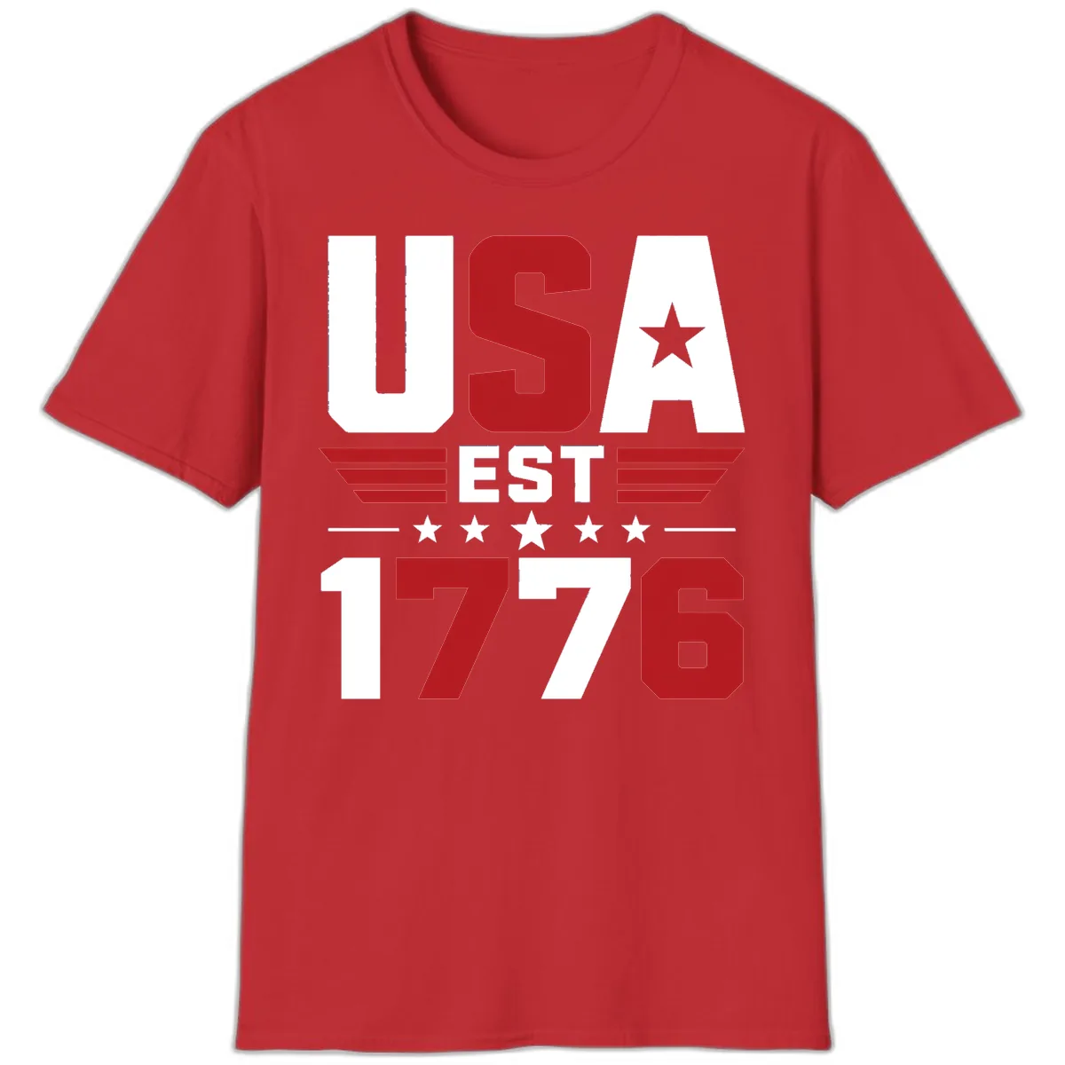 USA 1776 Stars and Stripes T-Shirt in Red