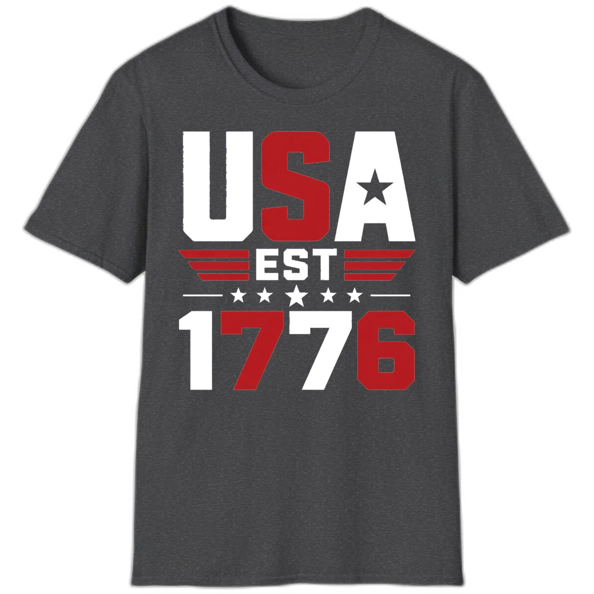 USA 1776 Stars and Stripes T-Shirt in Dark Heather