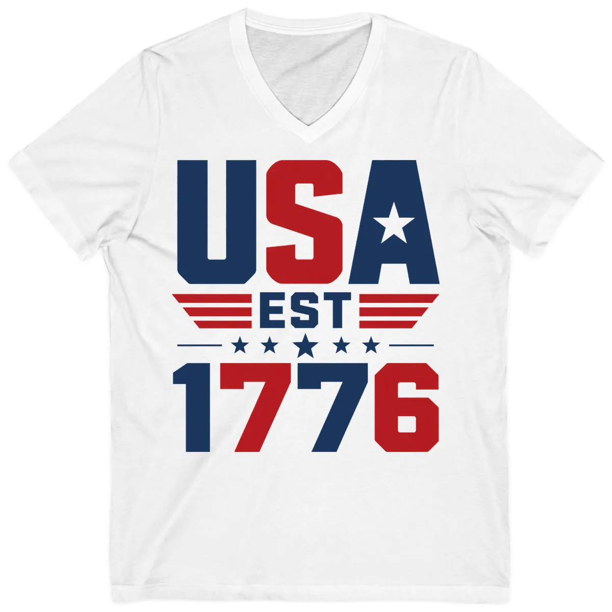 USA 1776 Stars and Stripes V-Neck in White