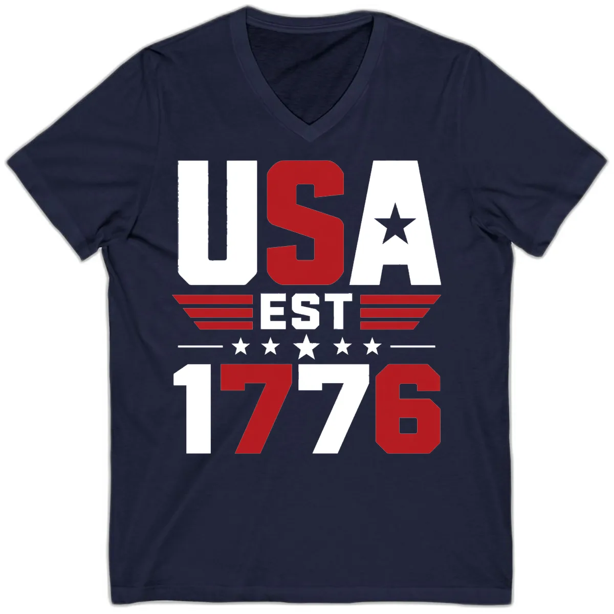 USA 1776 Stars and Stripes V-Neck in Navy
