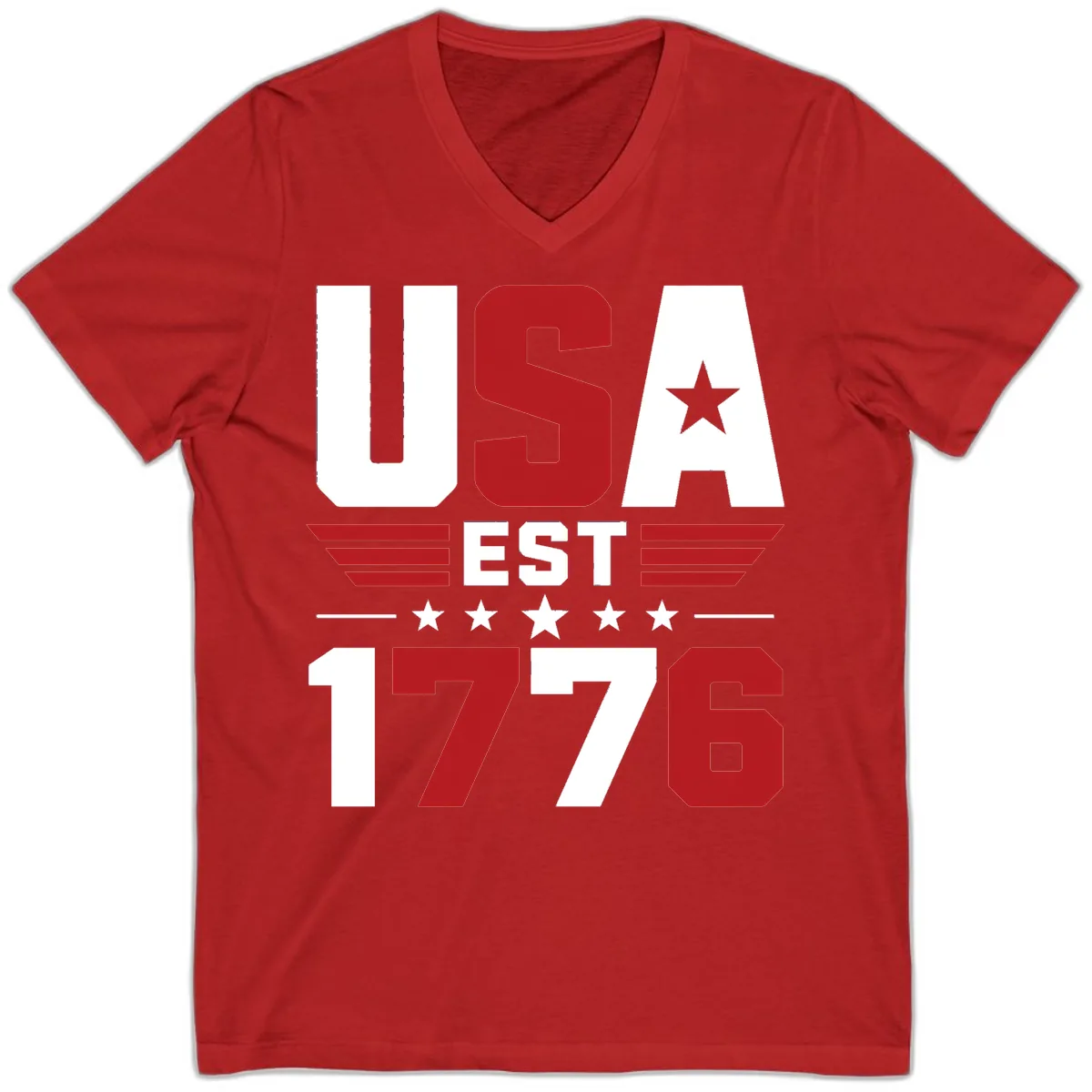 USA 1776 Stars and Stripes V-Neck in Red