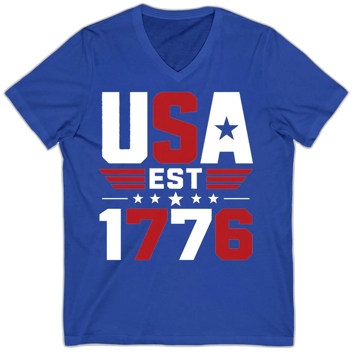 USA 1776 Stars and Stripes V-Neck in True Royal
