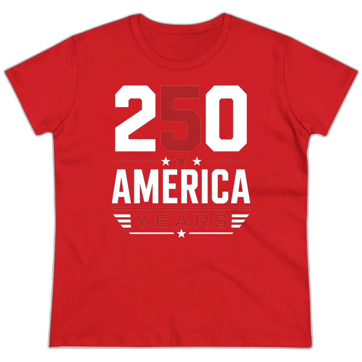 America 250th Anniversary Celebration Ladies Tee in Red