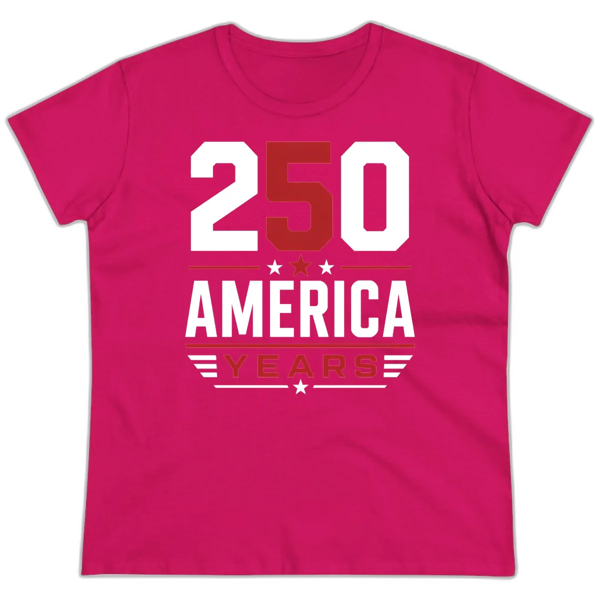America 250th Anniversary Celebration Ladies Tee in Heliconia