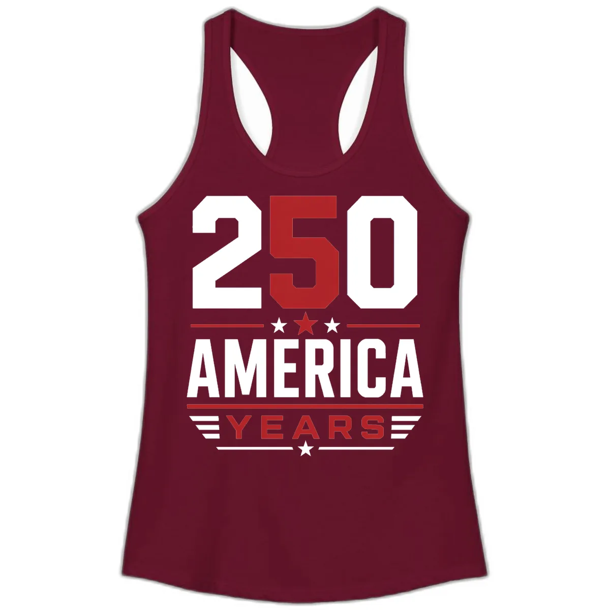 America 250th Anniversary Celebration Ladies Tank in Solid Cardinal Red