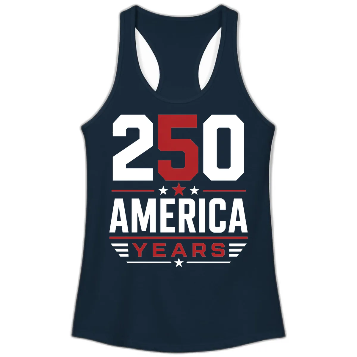 America 250th Anniversary Celebration Ladies Tank in Solid Midnight Navy