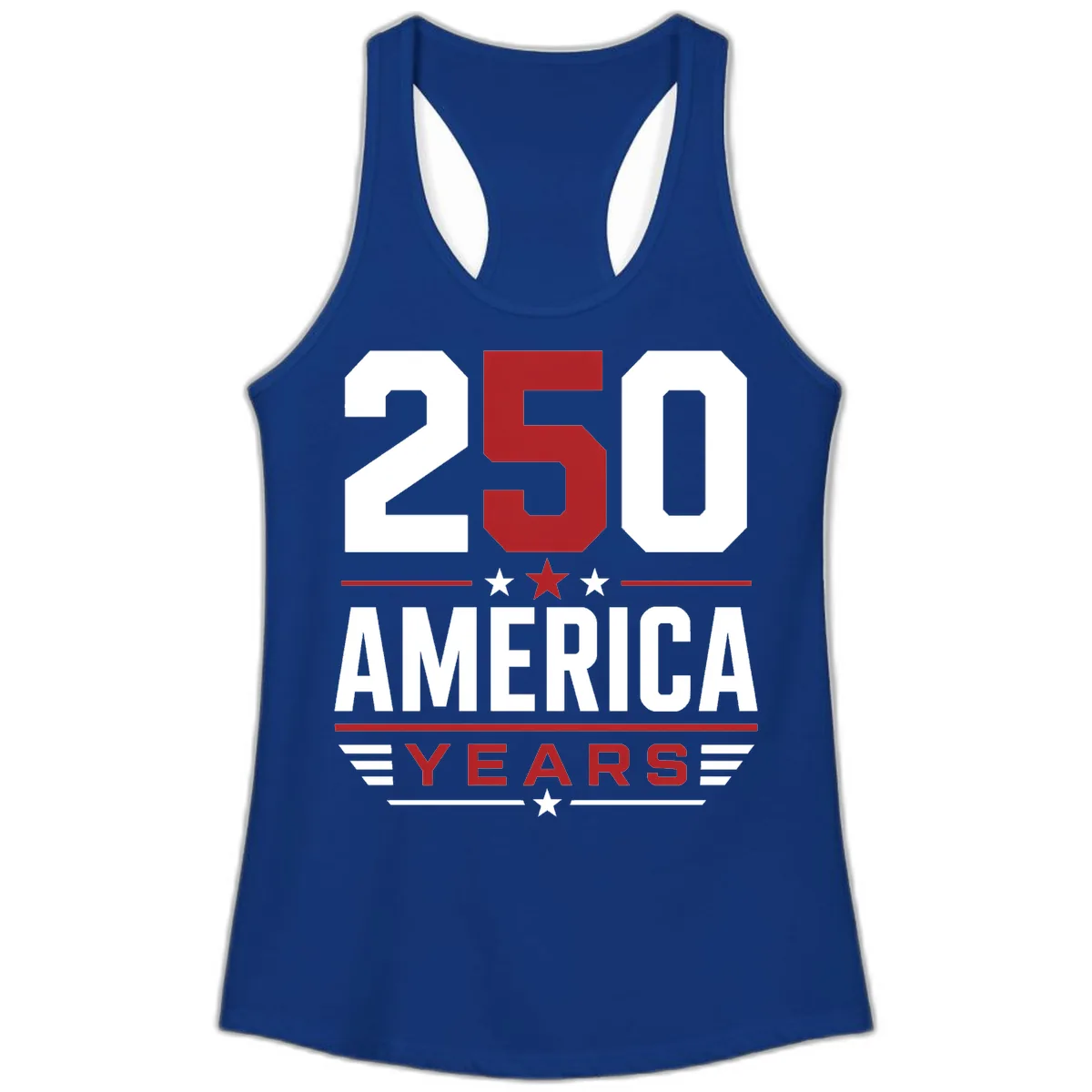 America 250th Anniversary Celebration Ladies Tank in Solid Royal