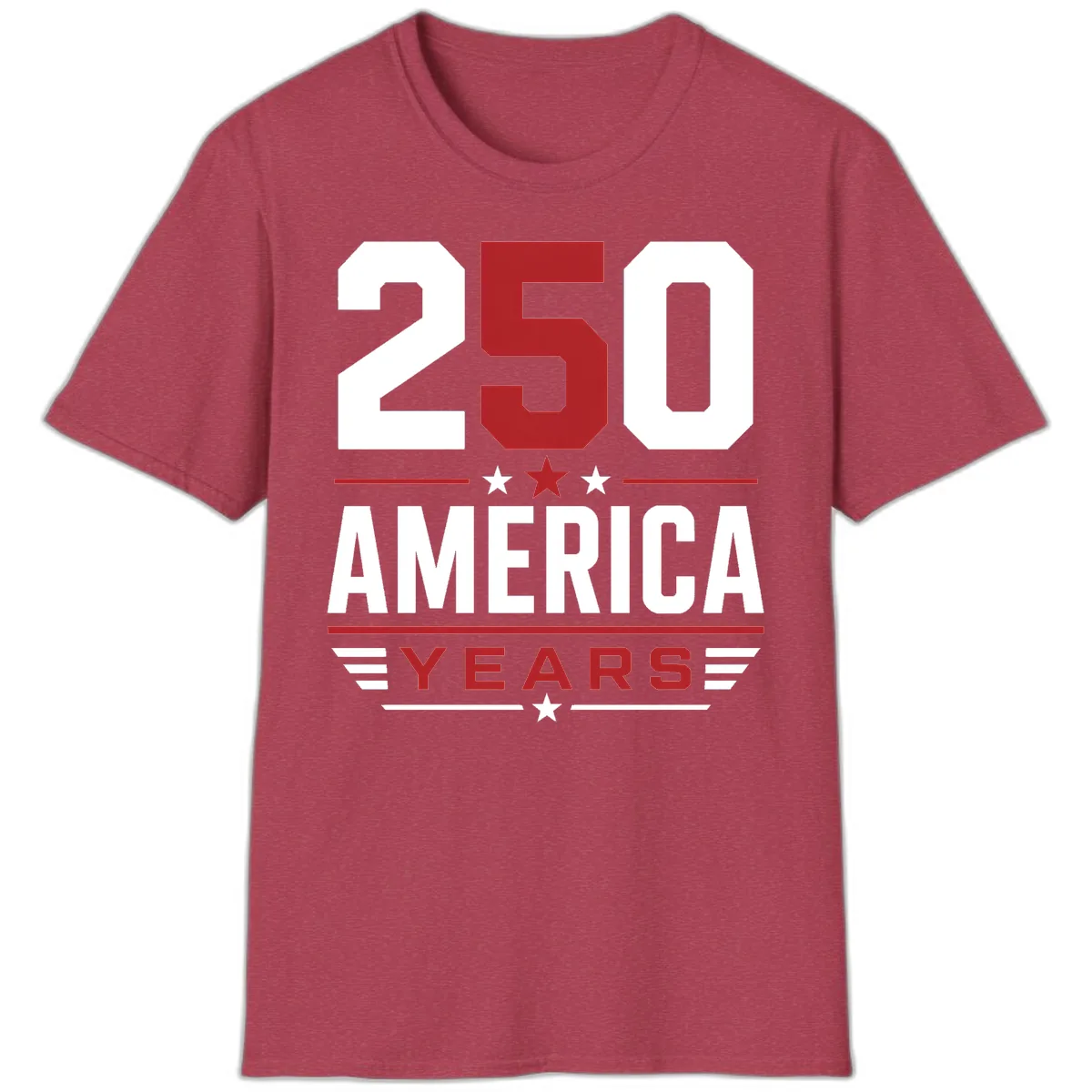 America 250th Anniversary Celebration T-Shirt in Heather Cardinal