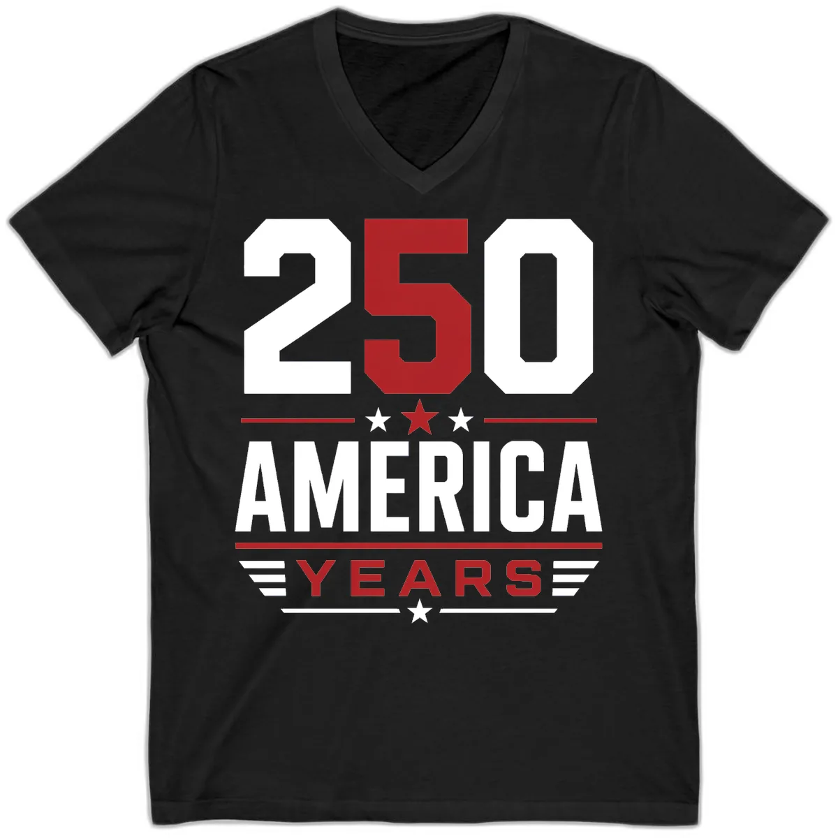America 250th Anniversary Celebration V-Neck in Black