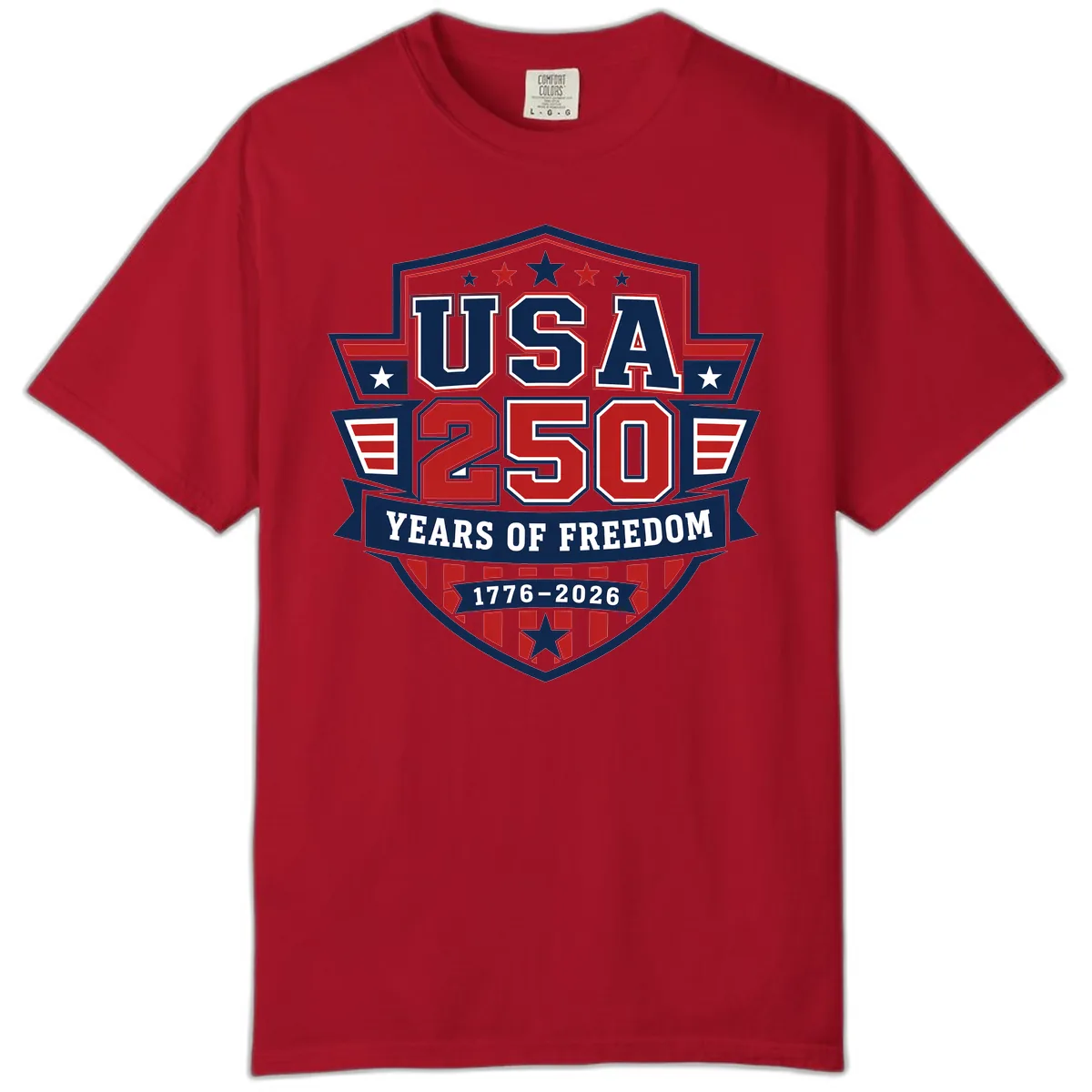USA 250 Years Of Freedom Celebration Comfort Color in Red