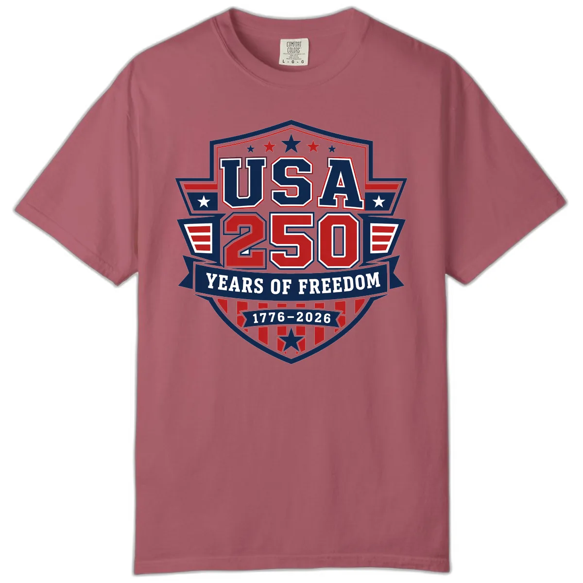 USA 250 Years Of Freedom Celebration Comfort Color in Crimson