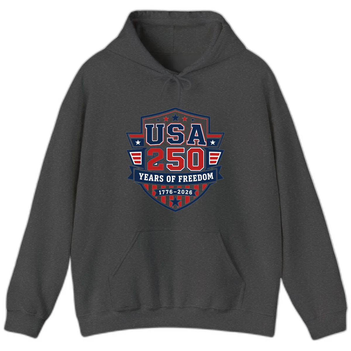 USA 250 Years Of Freedom Celebration Hoodie in Dark Heather