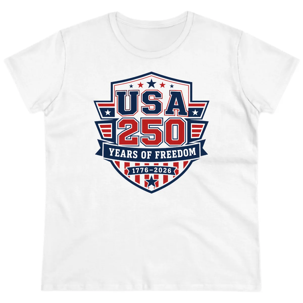 USA 250 Years Of Freedom Celebration Ladies Tee in White