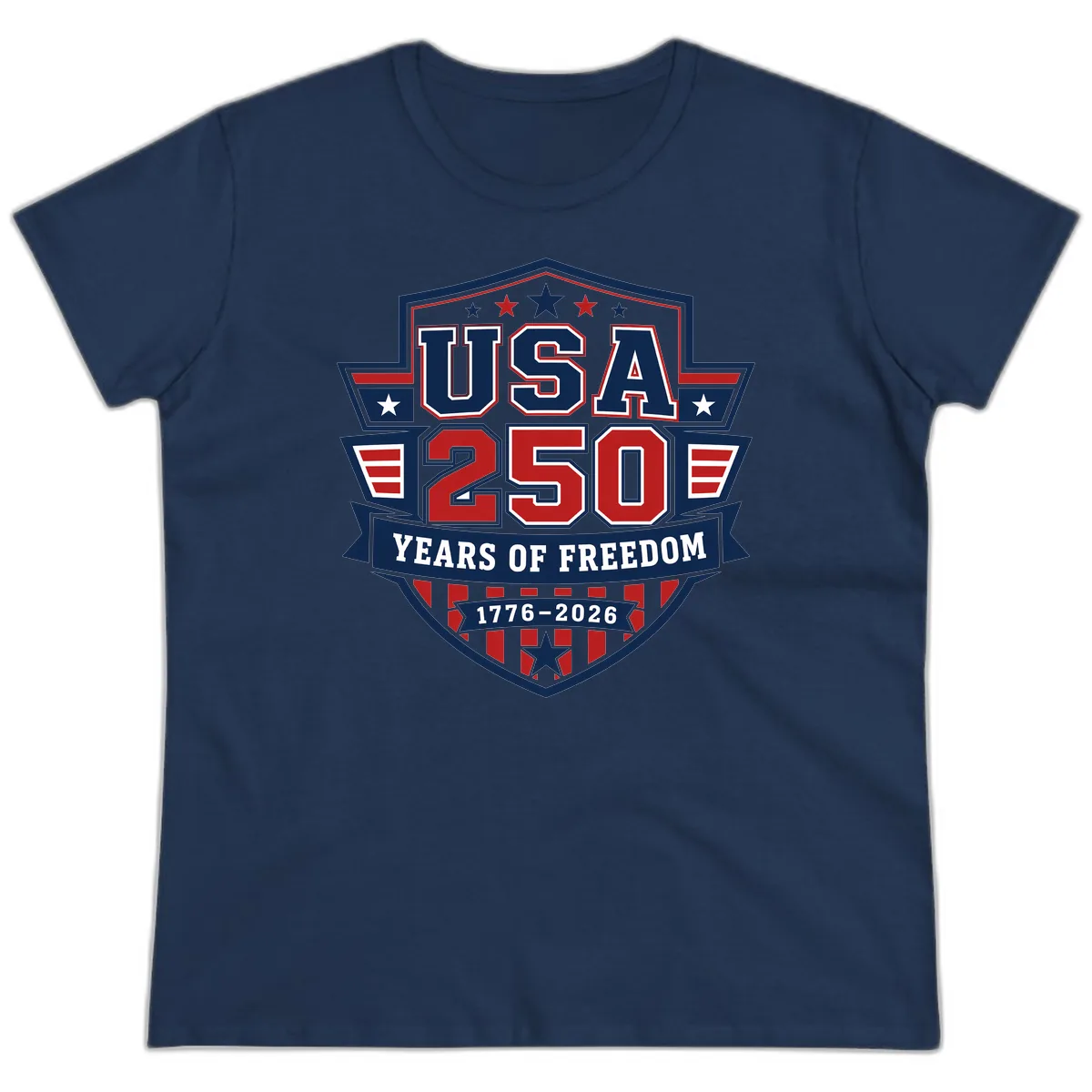 USA 250 Years Of Freedom Celebration Ladies Tee in Navy
