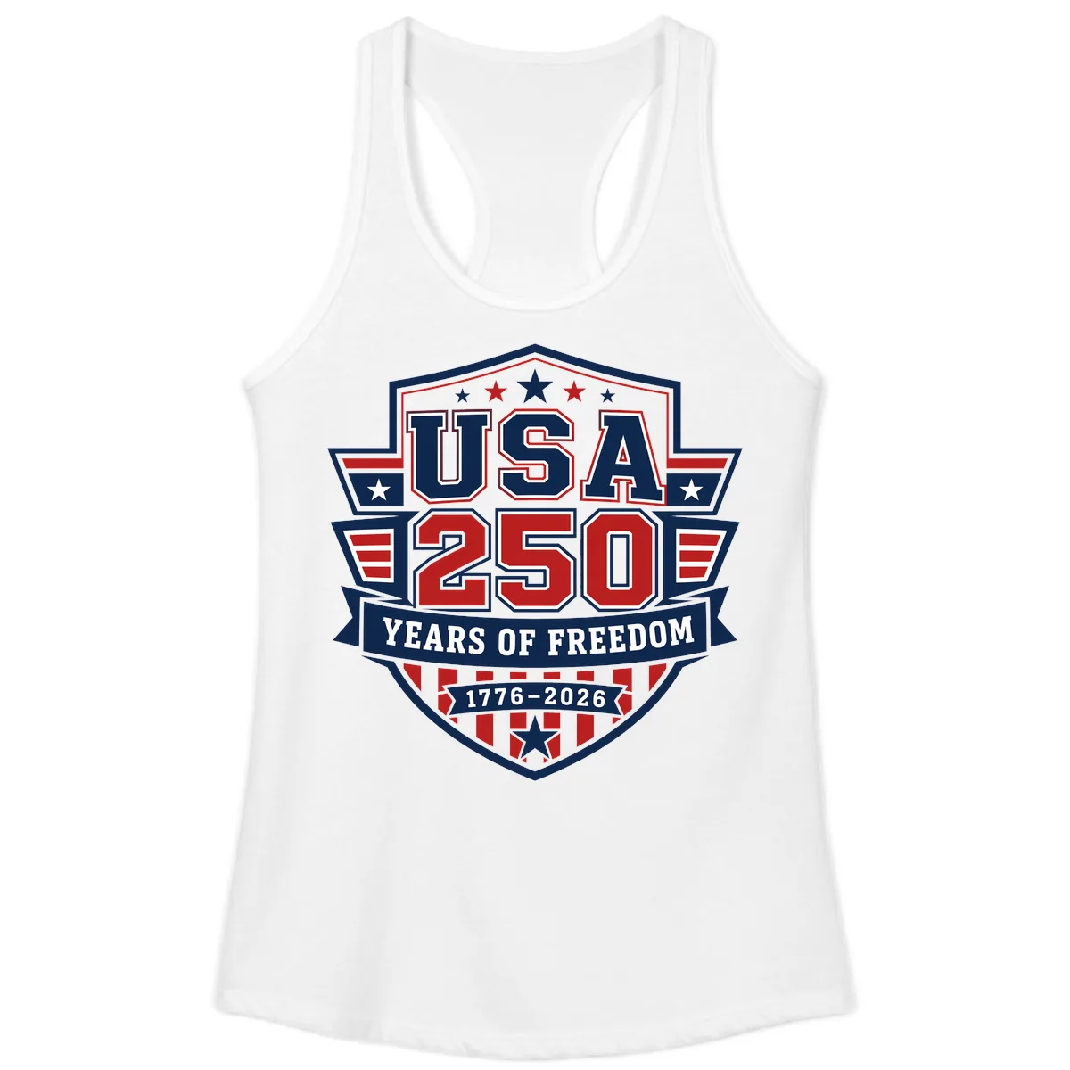 USA 250 Years Of Freedom Celebration Ladies Tank in White