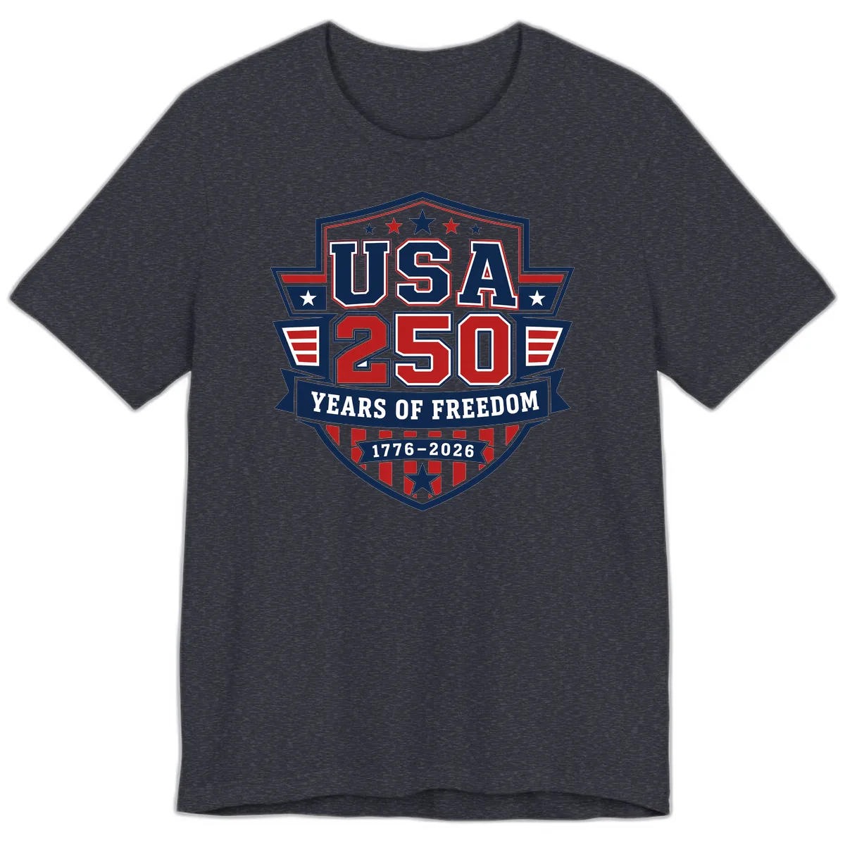 USA 250 Years Of Freedom Celebration Premium T-Shirt in Heather Navy
