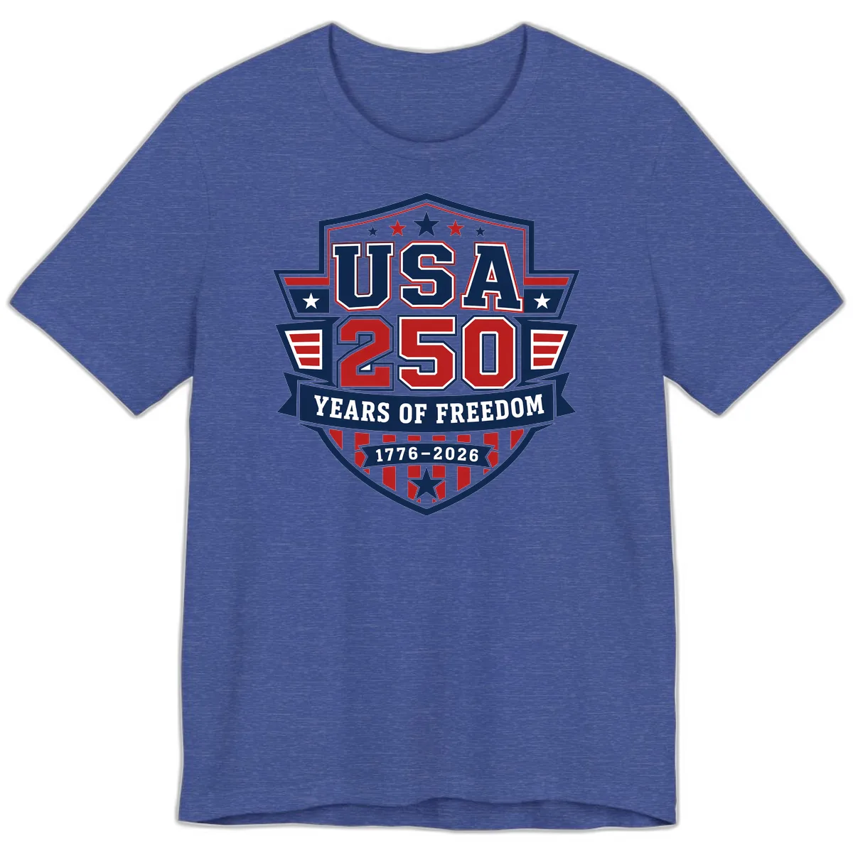 USA 250 Years Of Freedom Celebration Premium T-Shirt in Heather True Royal