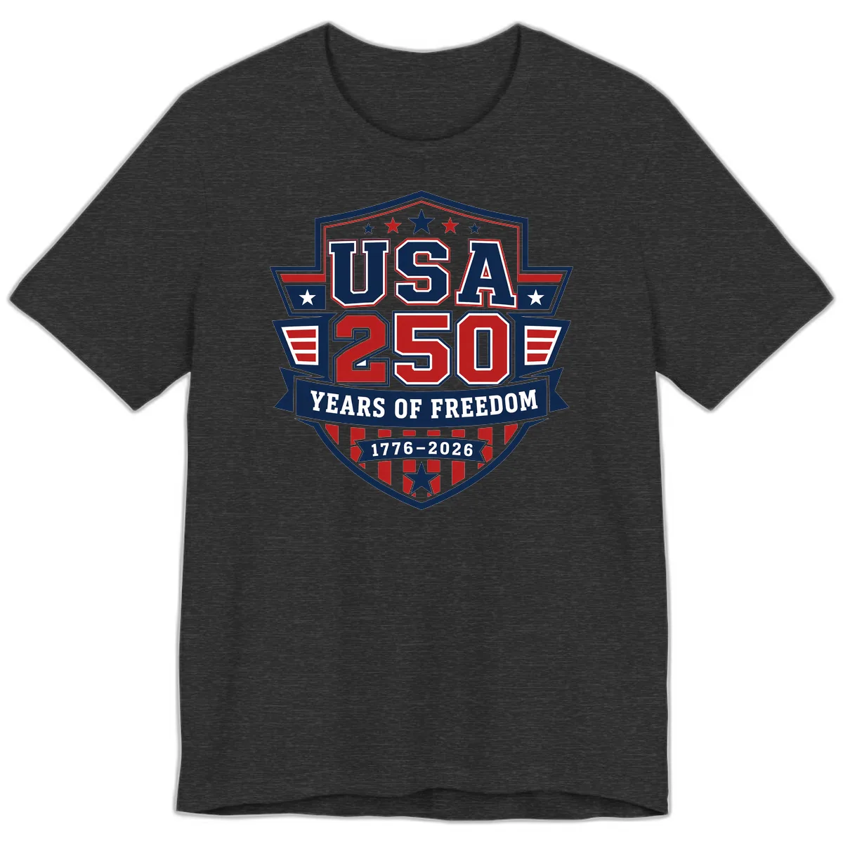 USA 250 Years Of Freedom Celebration Premium T-Shirt in Dark Grey Heather