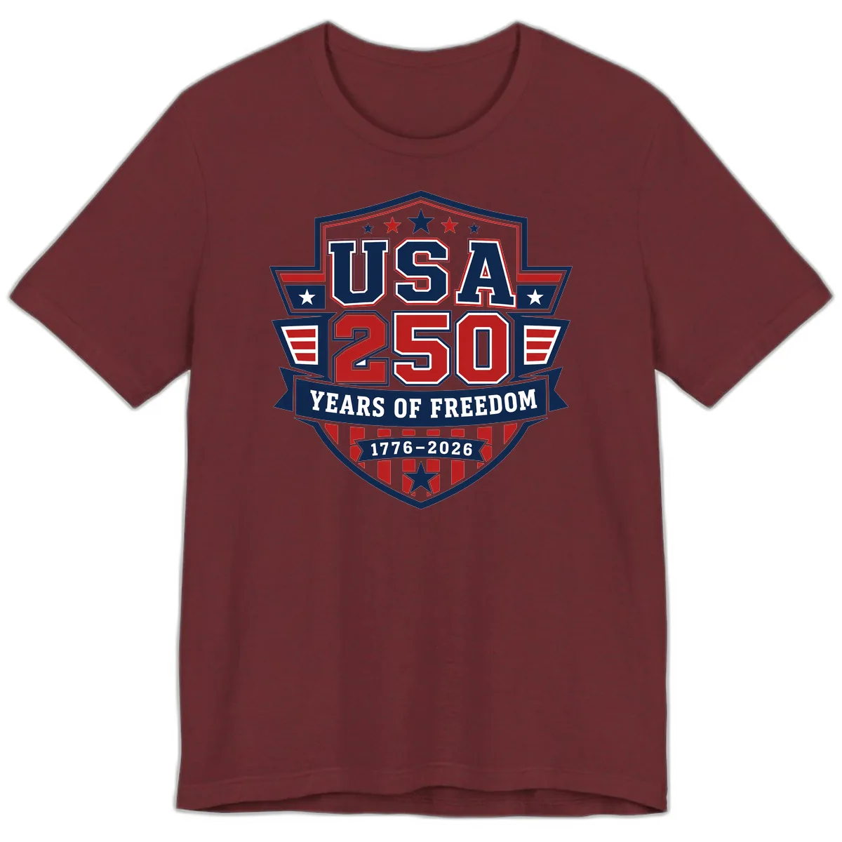 USA 250 Years Of Freedom Celebration Premium T-Shirt in Heather Cardinal