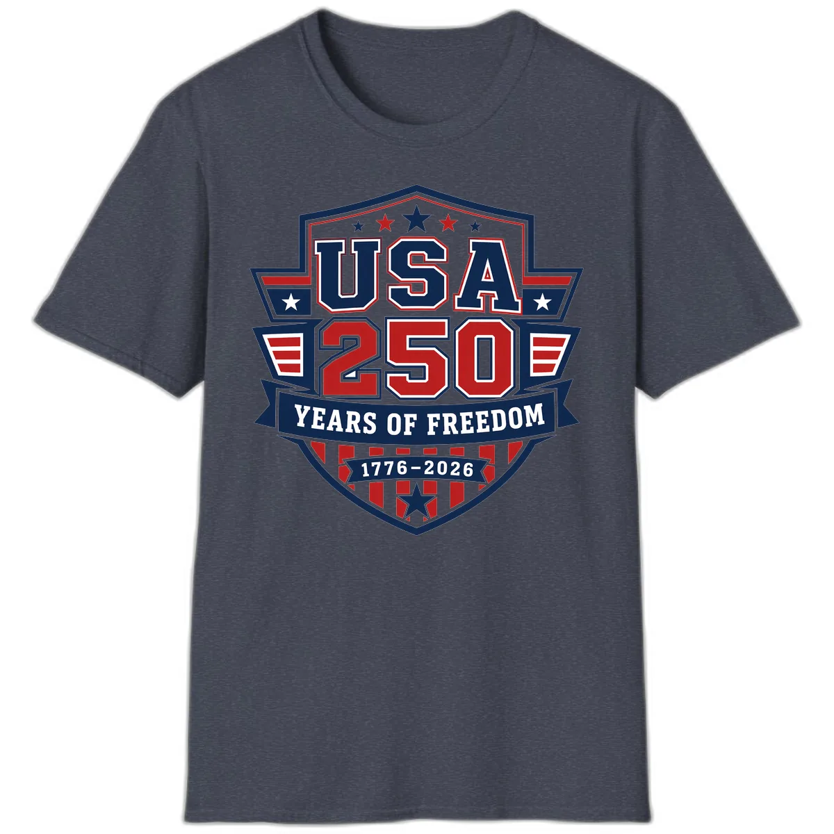 USA 250 Years Of Freedom Celebration T-Shirt in Heather Navy
