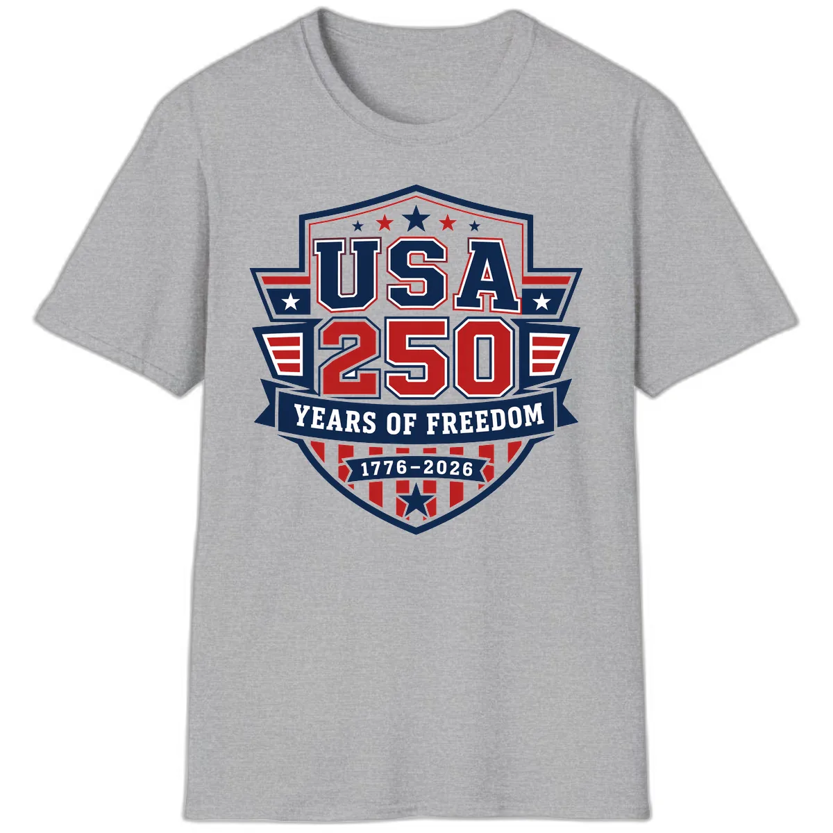 USA 250 Years Of Freedom Celebration T-Shirt in Sport Grey