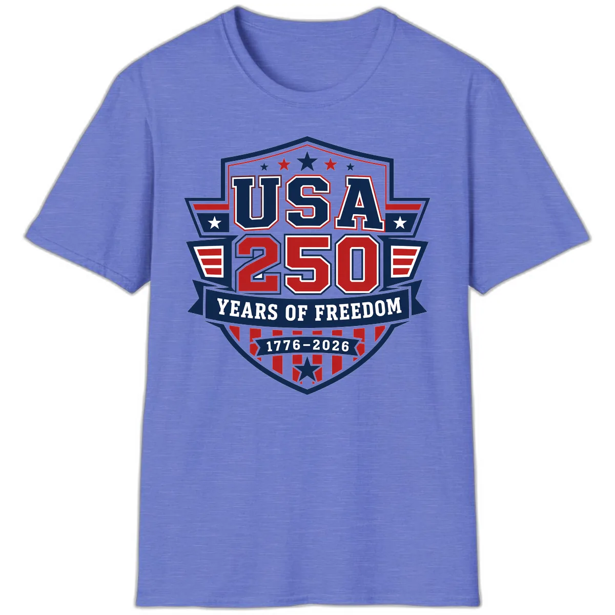 USA 250 Years Of Freedom Celebration T-Shirt in Heather Royal