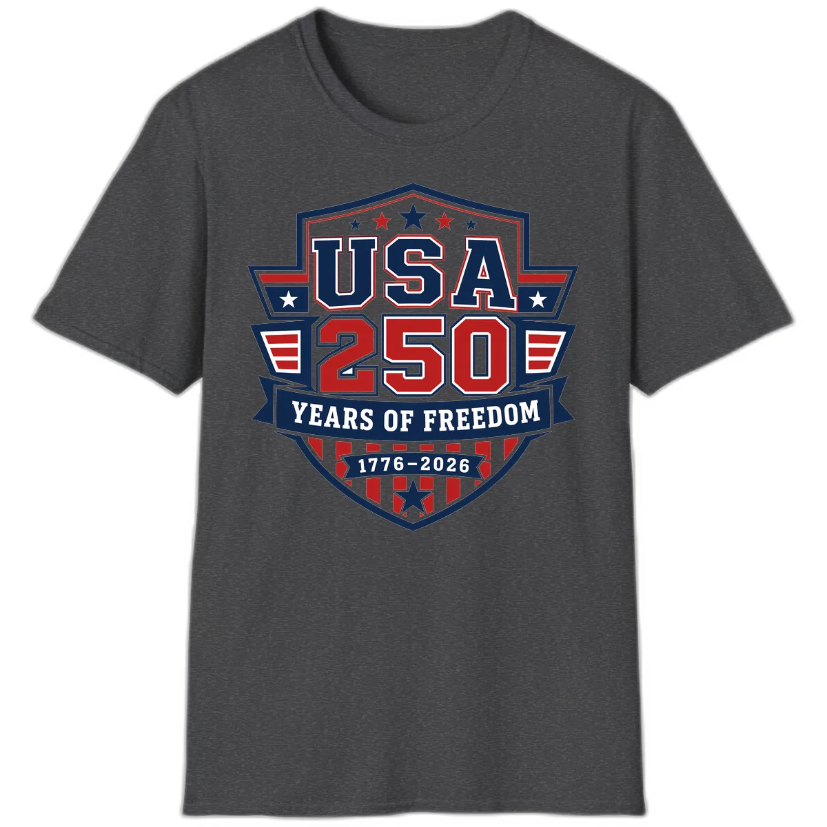 USA 250 Years Of Freedom Celebration T-Shirt in Dark Heather