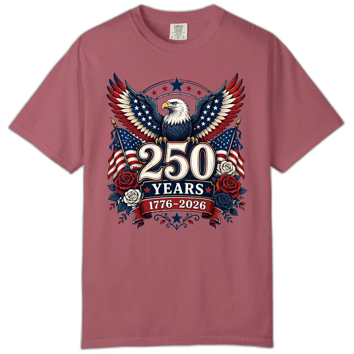 America 250 Years Celebration Design Comfort Color in Crimson