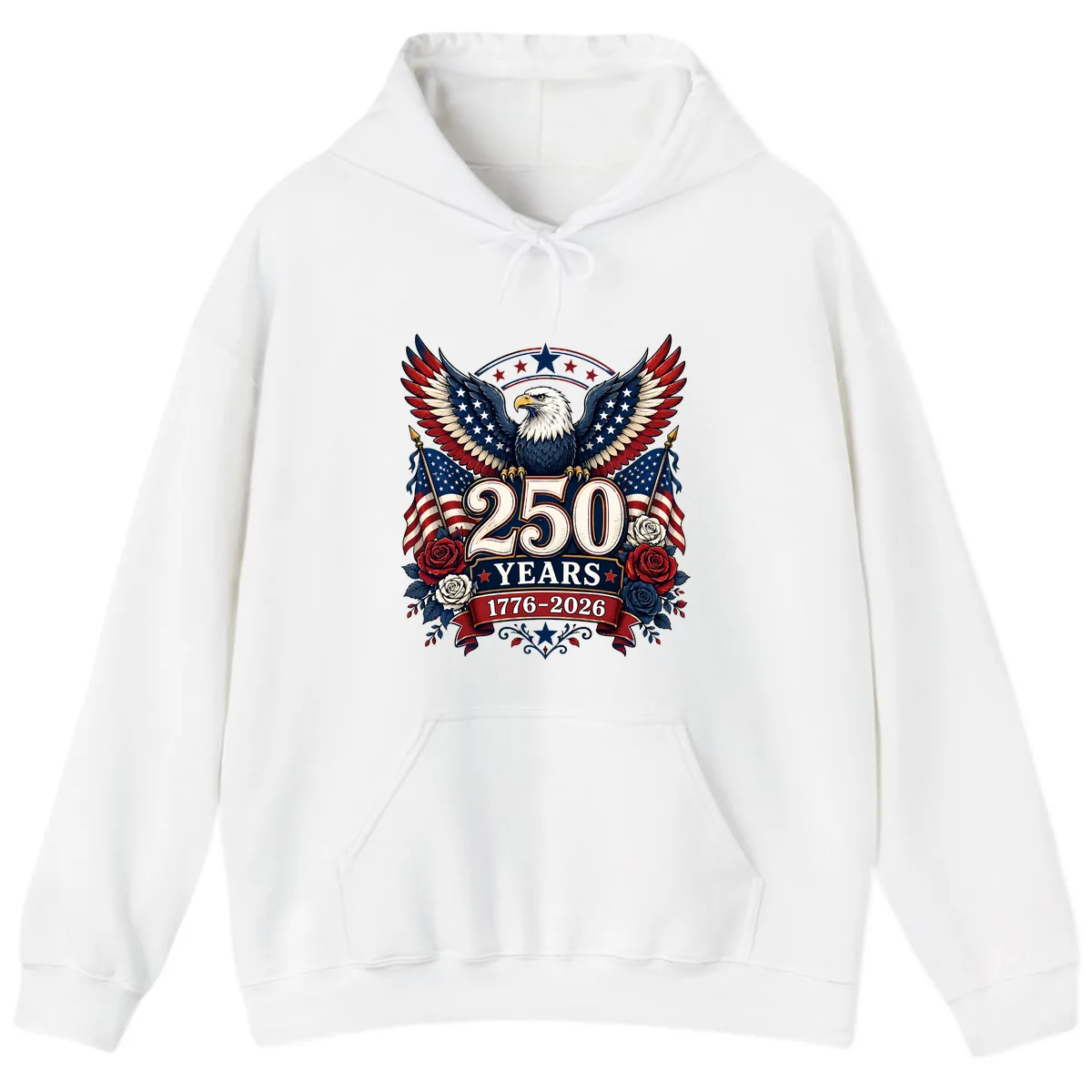 America 250 Years Celebration Design Hoodie in White