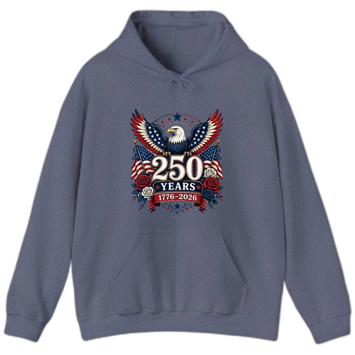 America 250 Years Celebration Design Hoodie in Heather Navy