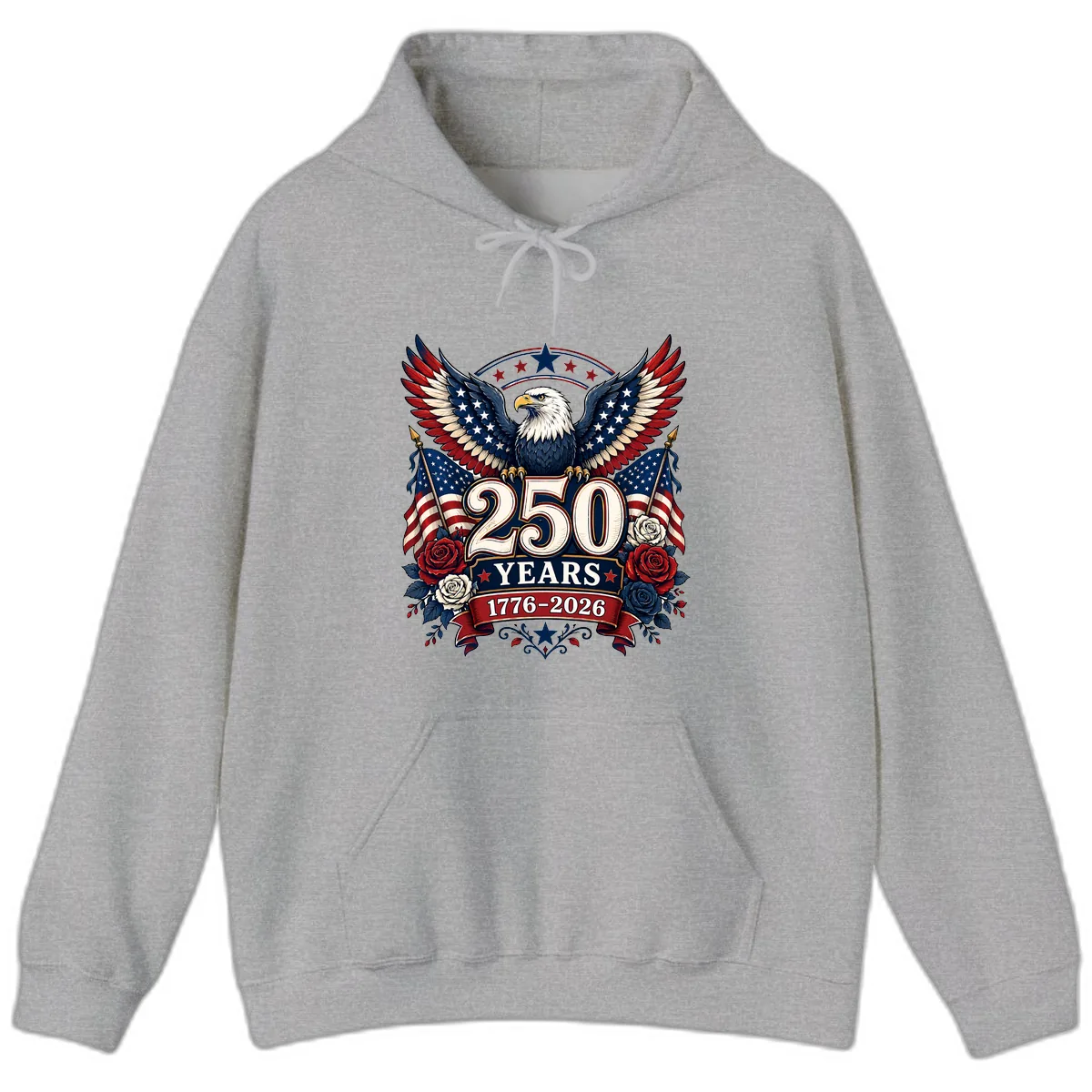 America 250 Years Celebration Design Hoodie in Sport Grey