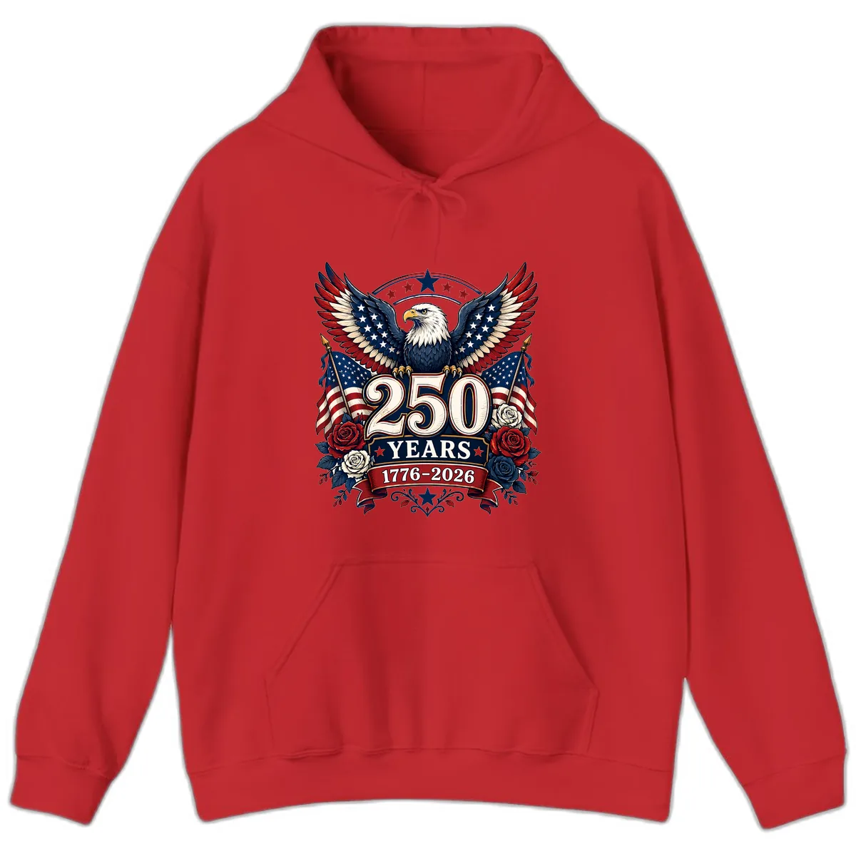 America 250 Years Celebration Design Hoodie in Red