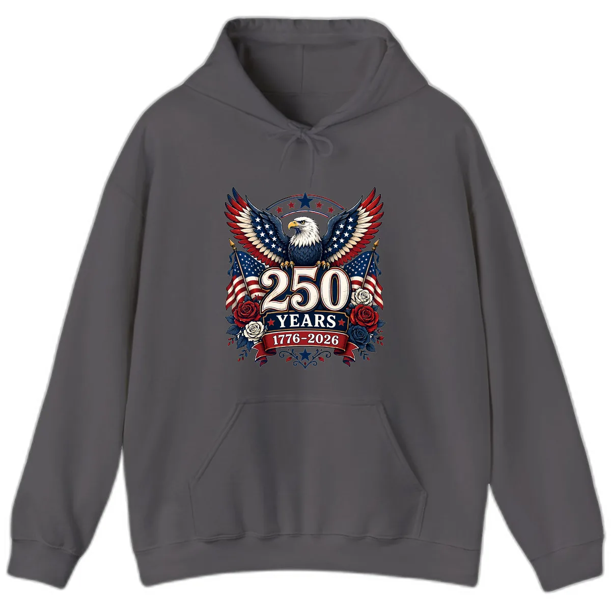 America 250 Years Celebration Design Hoodie in Charcoal
