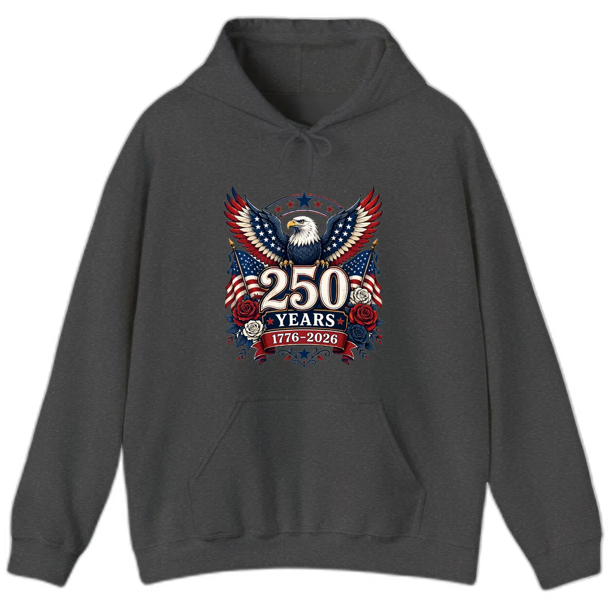 America 250 Years Celebration Design Hoodie in Dark Heather