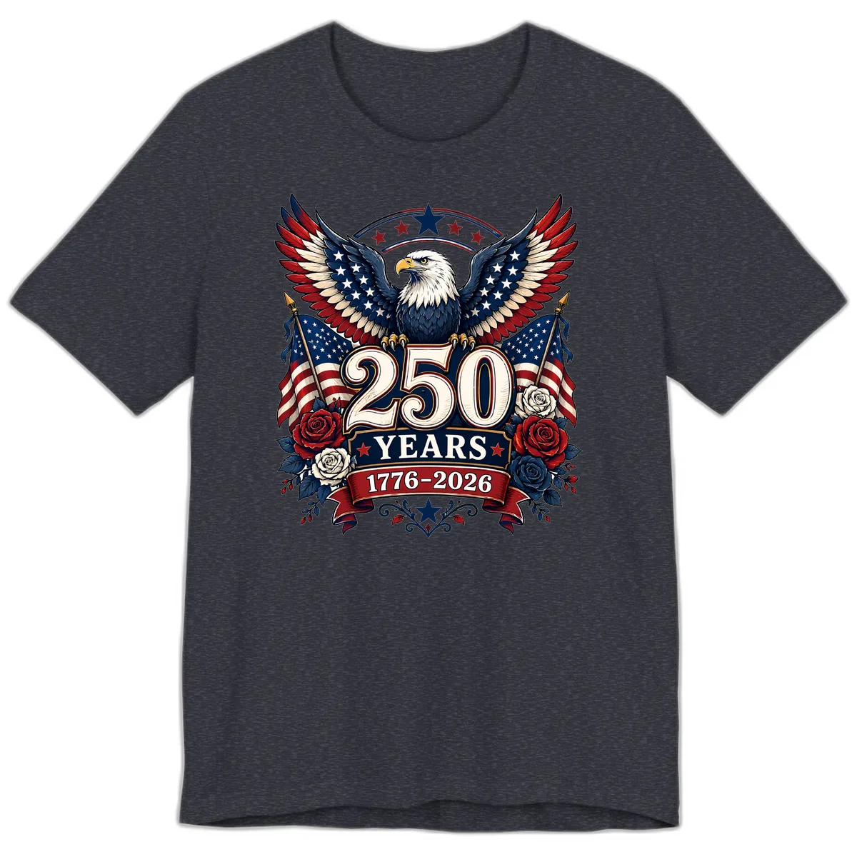 America 250 Years Celebration Design Premium T-Shirt in Heather Navy