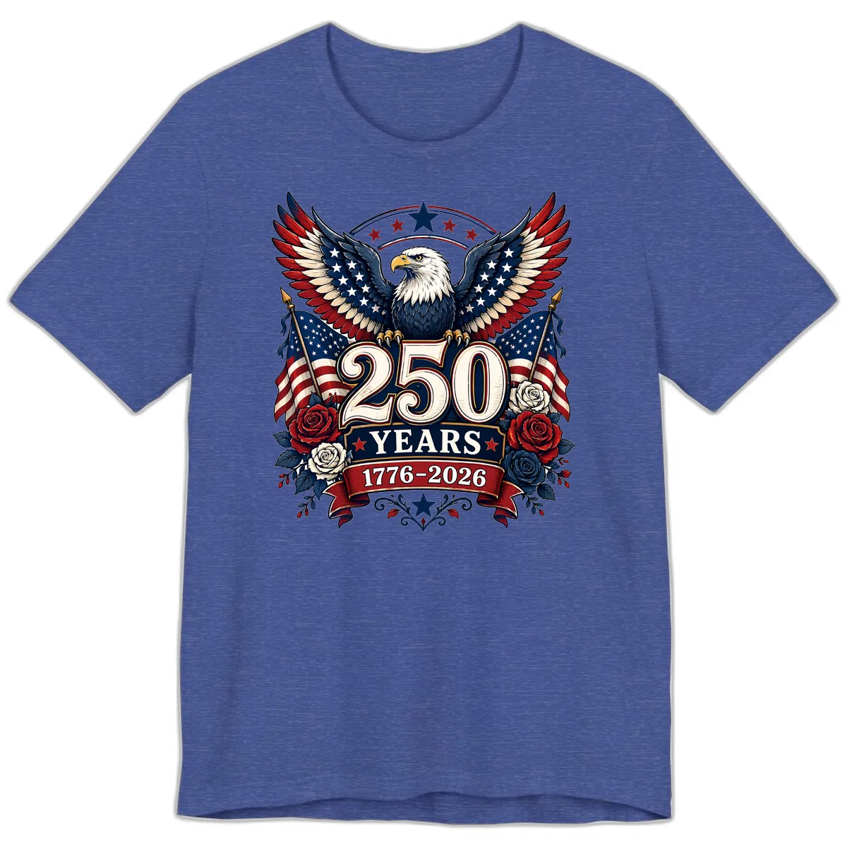 America 250 Years Celebration Design Premium T-Shirt in Heather True Royal