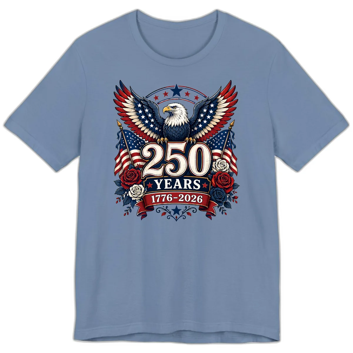 America 250 Years Celebration Design Premium T-Shirt in Steel Blue