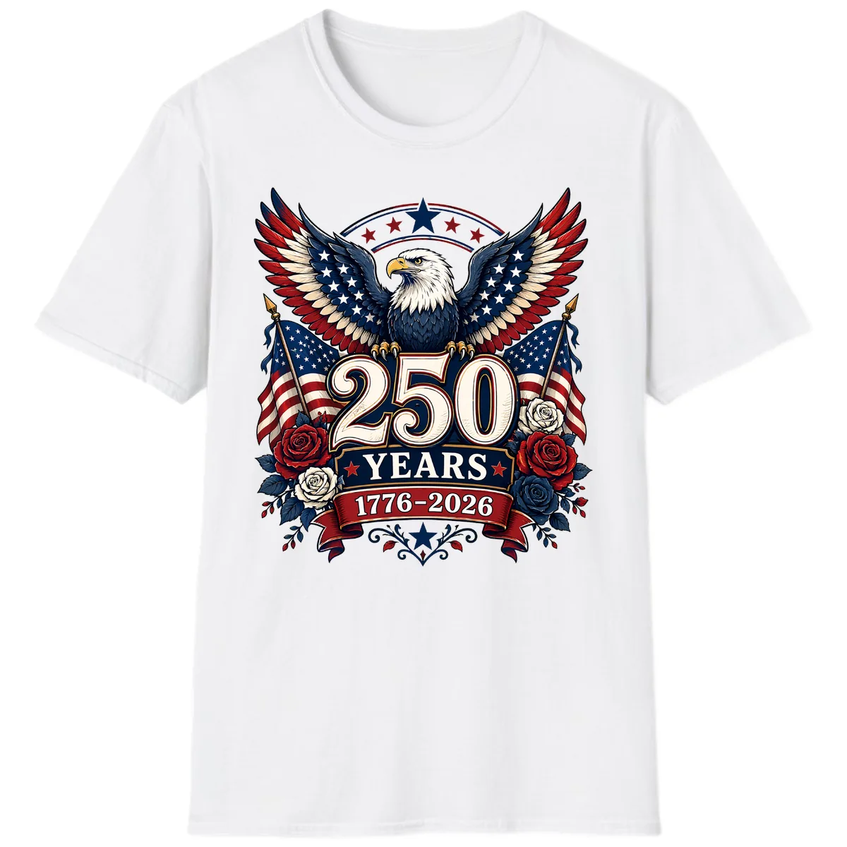 America 250 Years Celebration Design T-Shirt in White