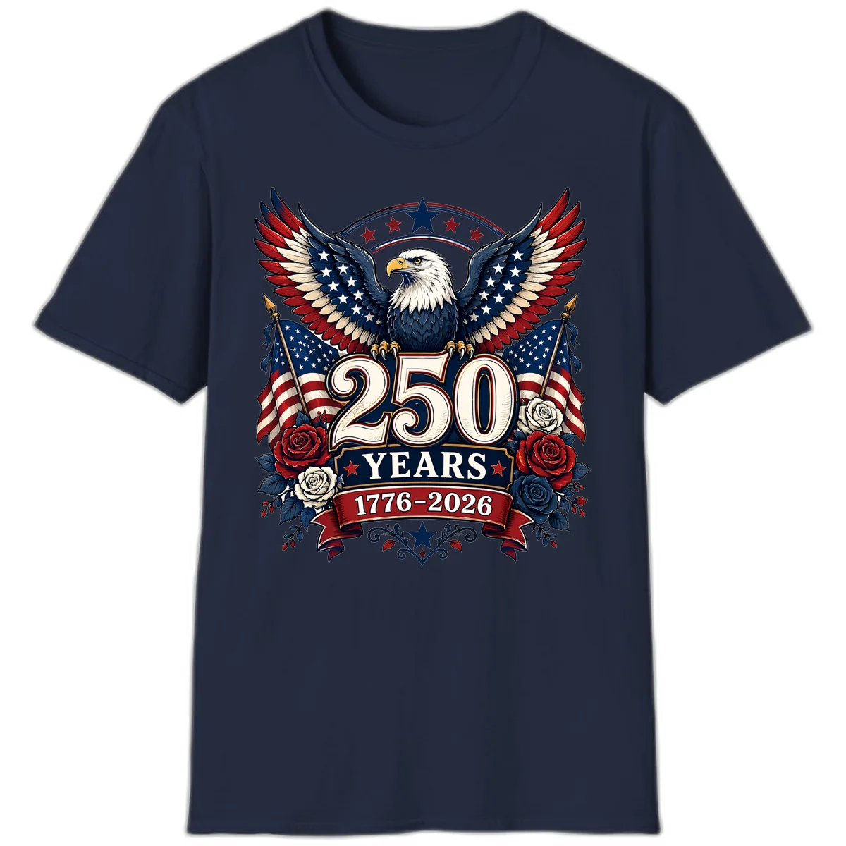 America 250 Years Celebration Design T-Shirt in Navy
