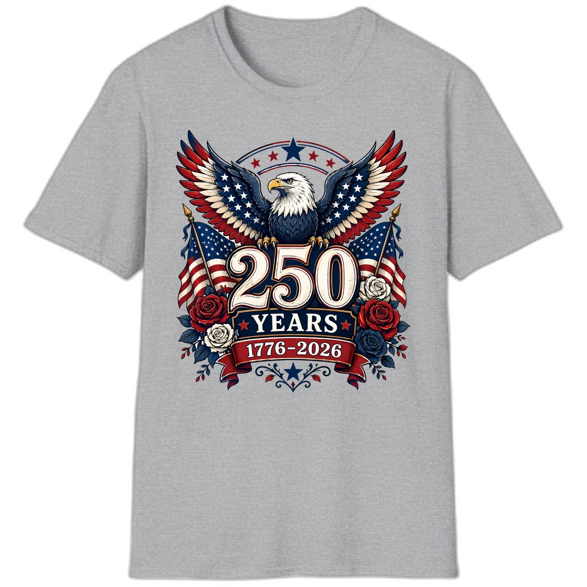 America 250 Years Celebration Design T-Shirt in Sport Grey