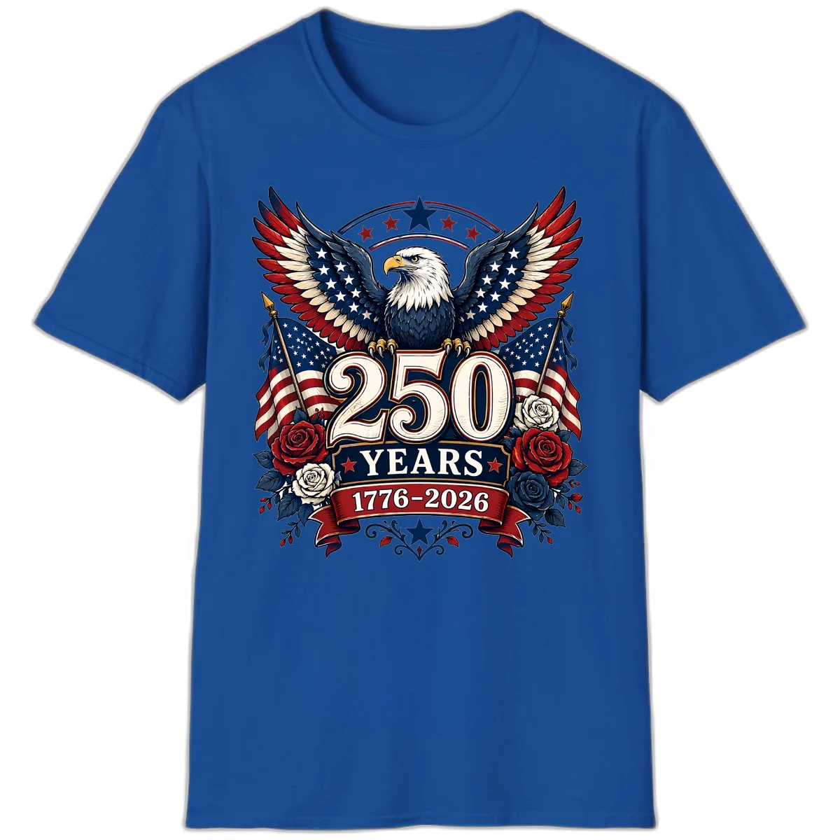 America 250 Years Celebration Design T-Shirt in Royal