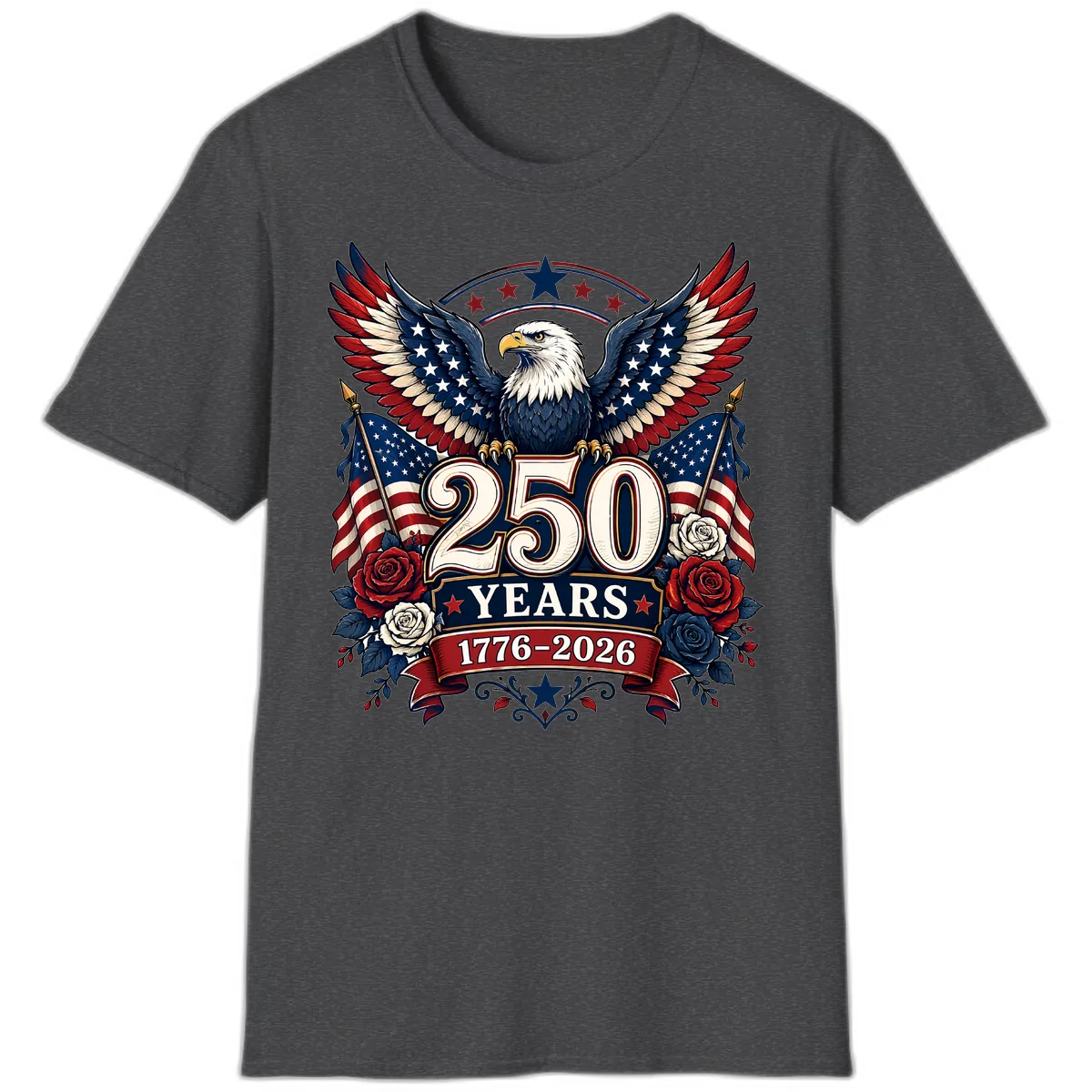 America 250 Years Celebration Design T-Shirt in Dark Heather