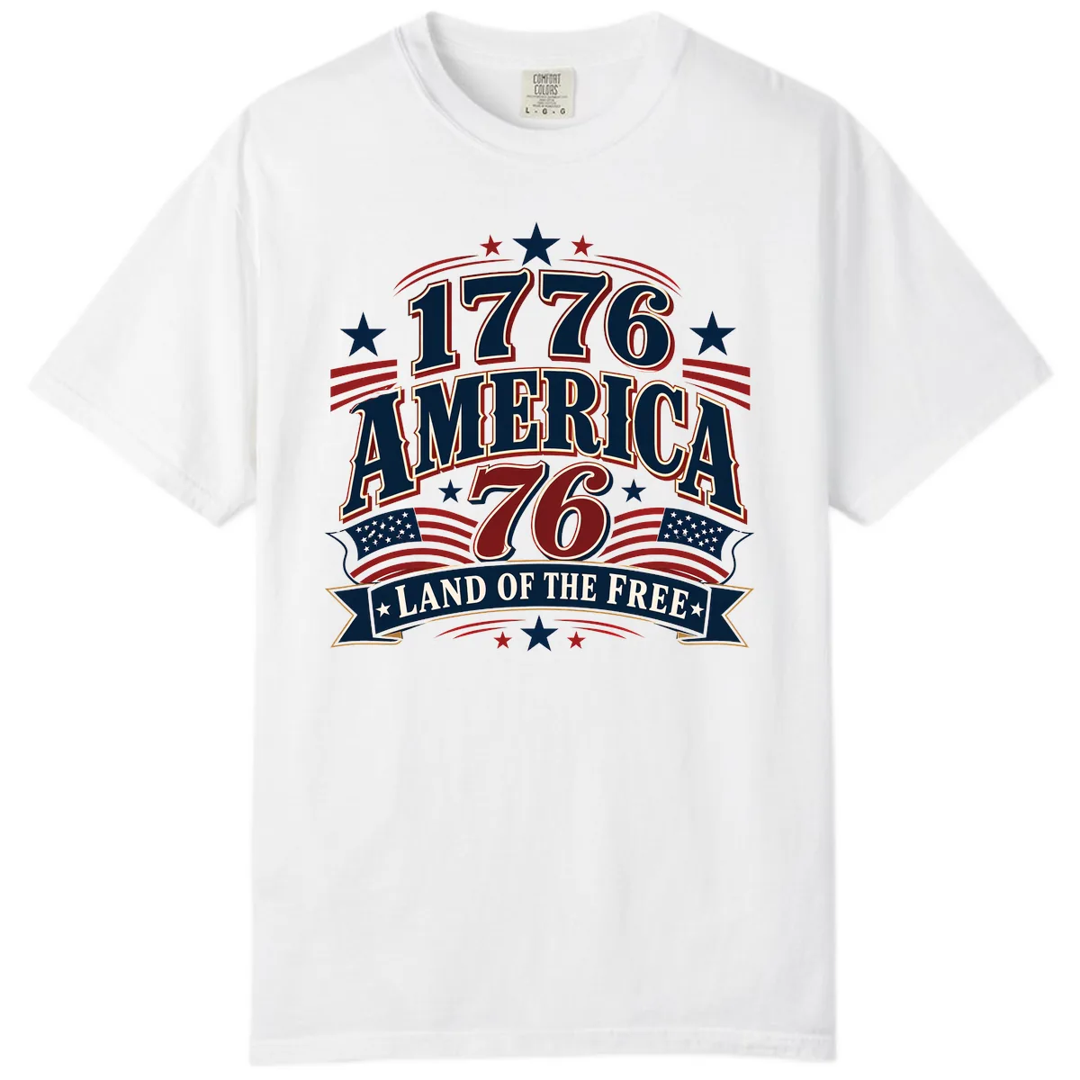 1776 America Land Of The Free Design Comfort Color in White