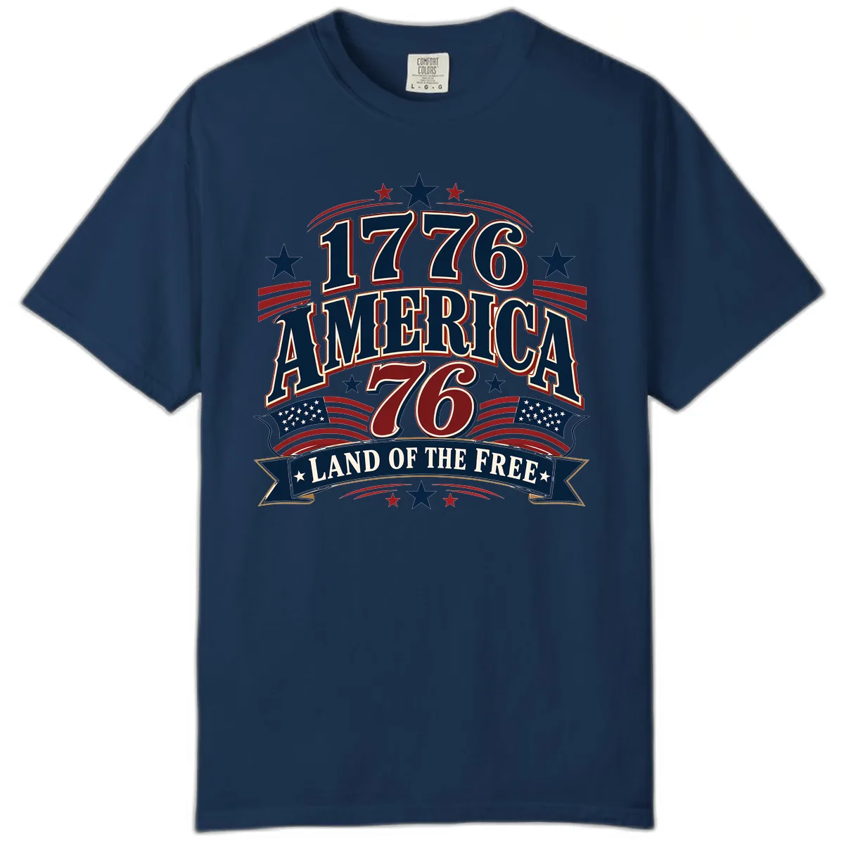 1776 America Land Of The Free Design Comfort Color in Navy