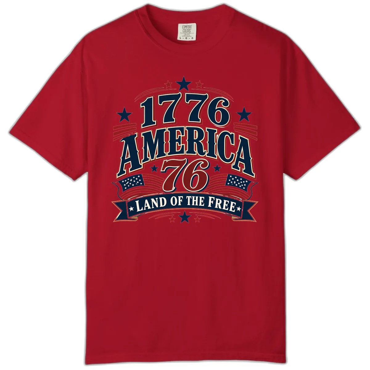 1776 America Land Of The Free Design Comfort Color in Red