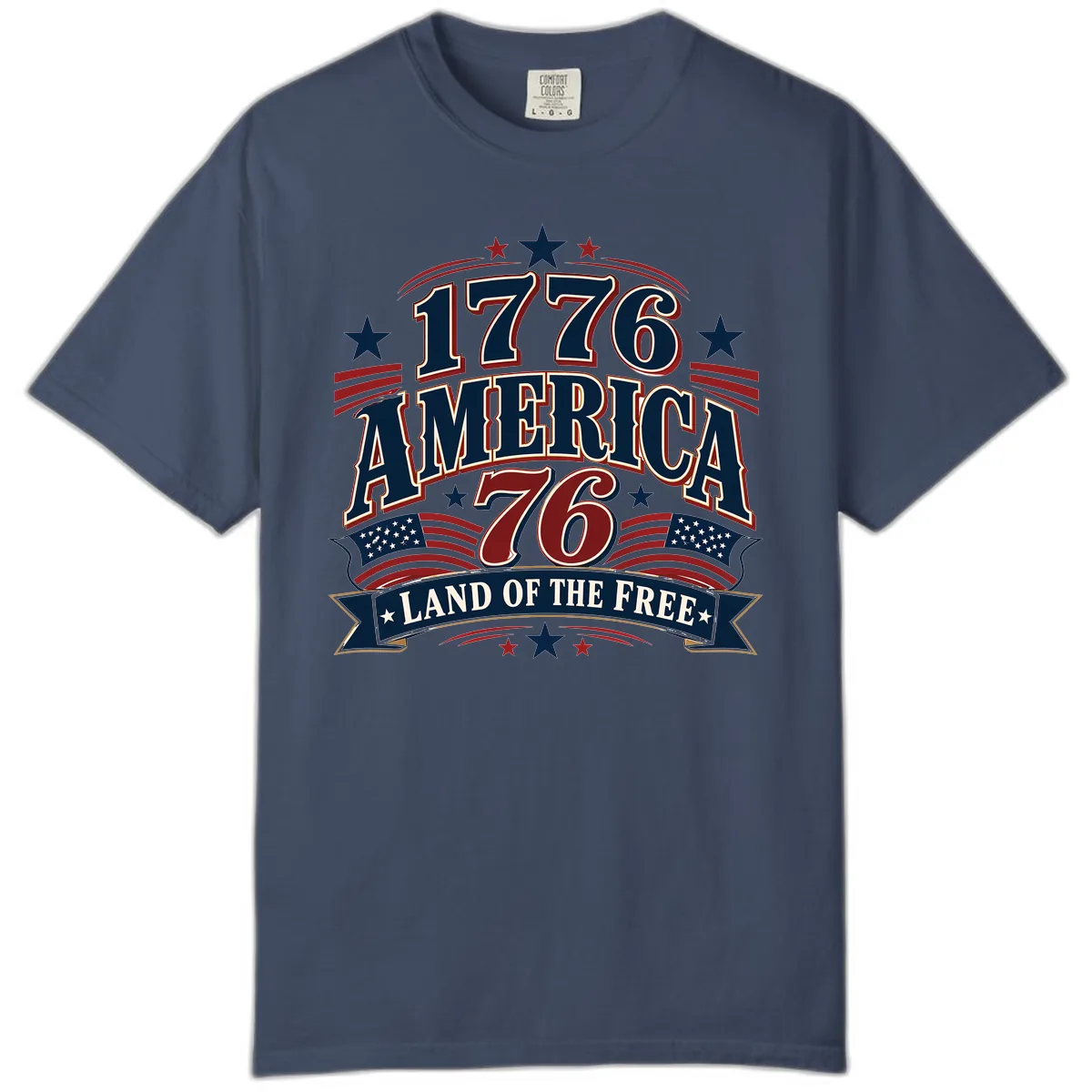 1776 America Land Of The Free Design Comfort Color in Midnight