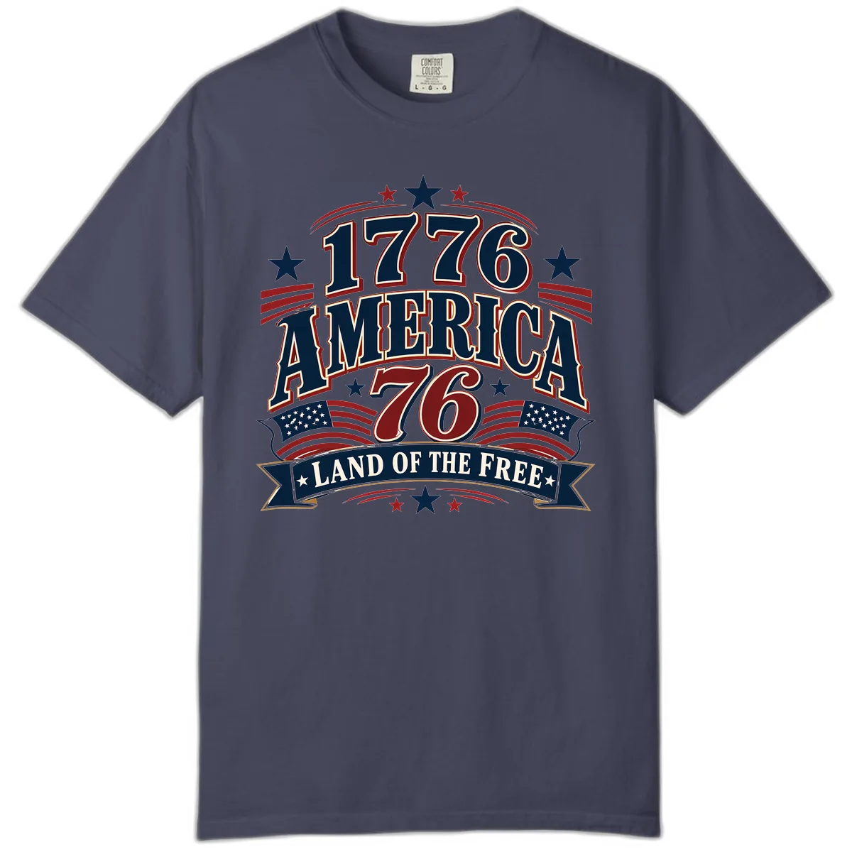 1776 America Land Of The Free Design Comfort Color in Denim